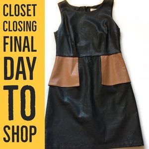 JB Julie Brown Black Faux Leather Peplum Dress